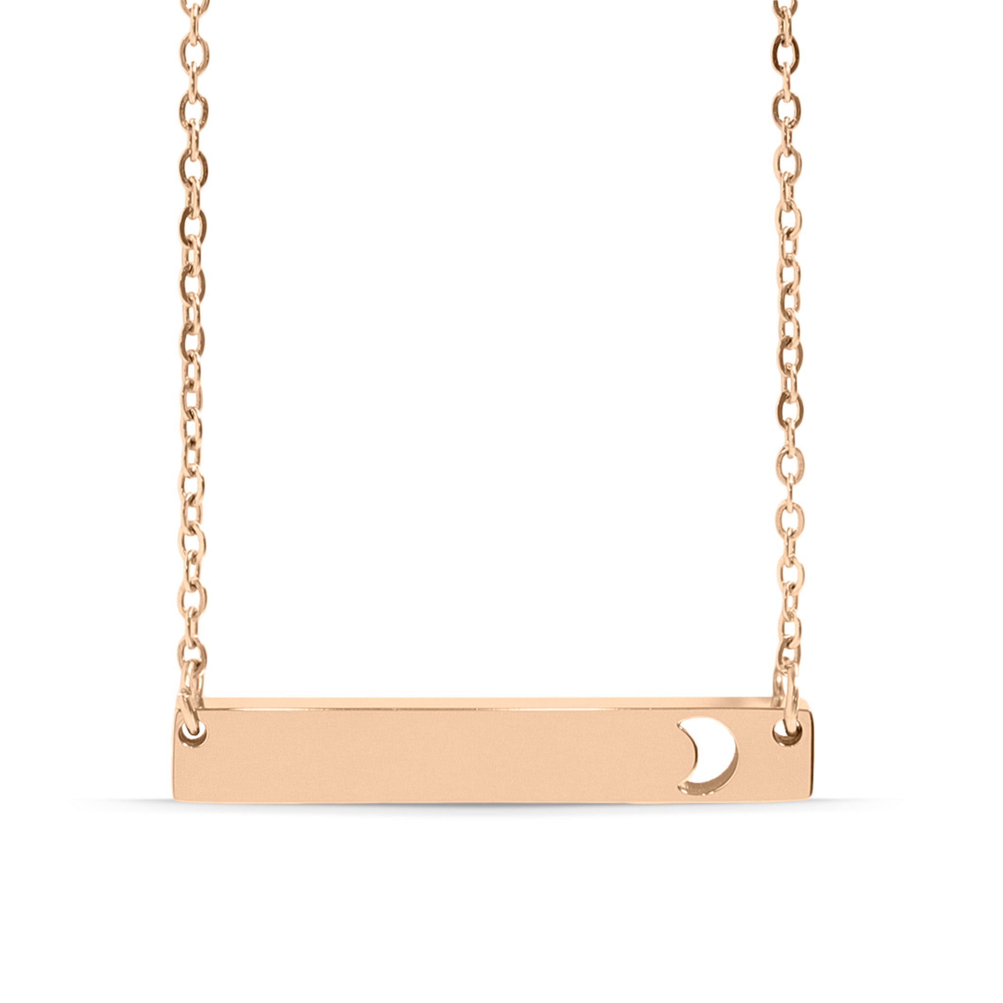 18K Gold PVD Stainless Steel Moon Cutout Horizontal Bar Necklace