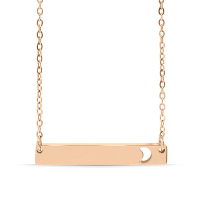 18K Gold PVD Stainless Steel Moon Cutout Horizontal Bar Necklace
