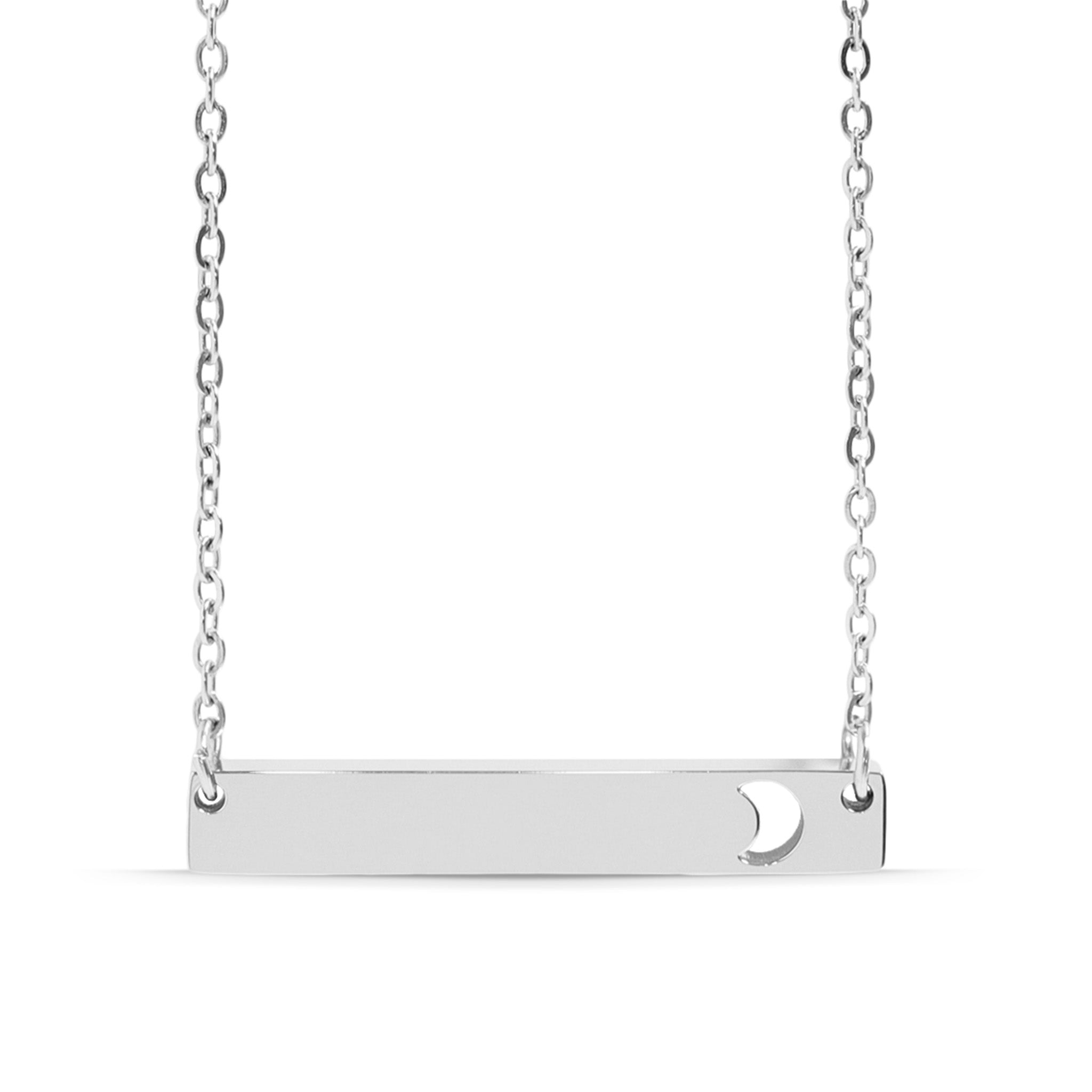 18K Gold PVD Stainless Steel Moon Cutout Horizontal Bar Necklace