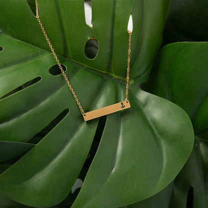 18K Gold PVD Stainless Steel Anchor Cutout Horizontal Blank Bar Necklace