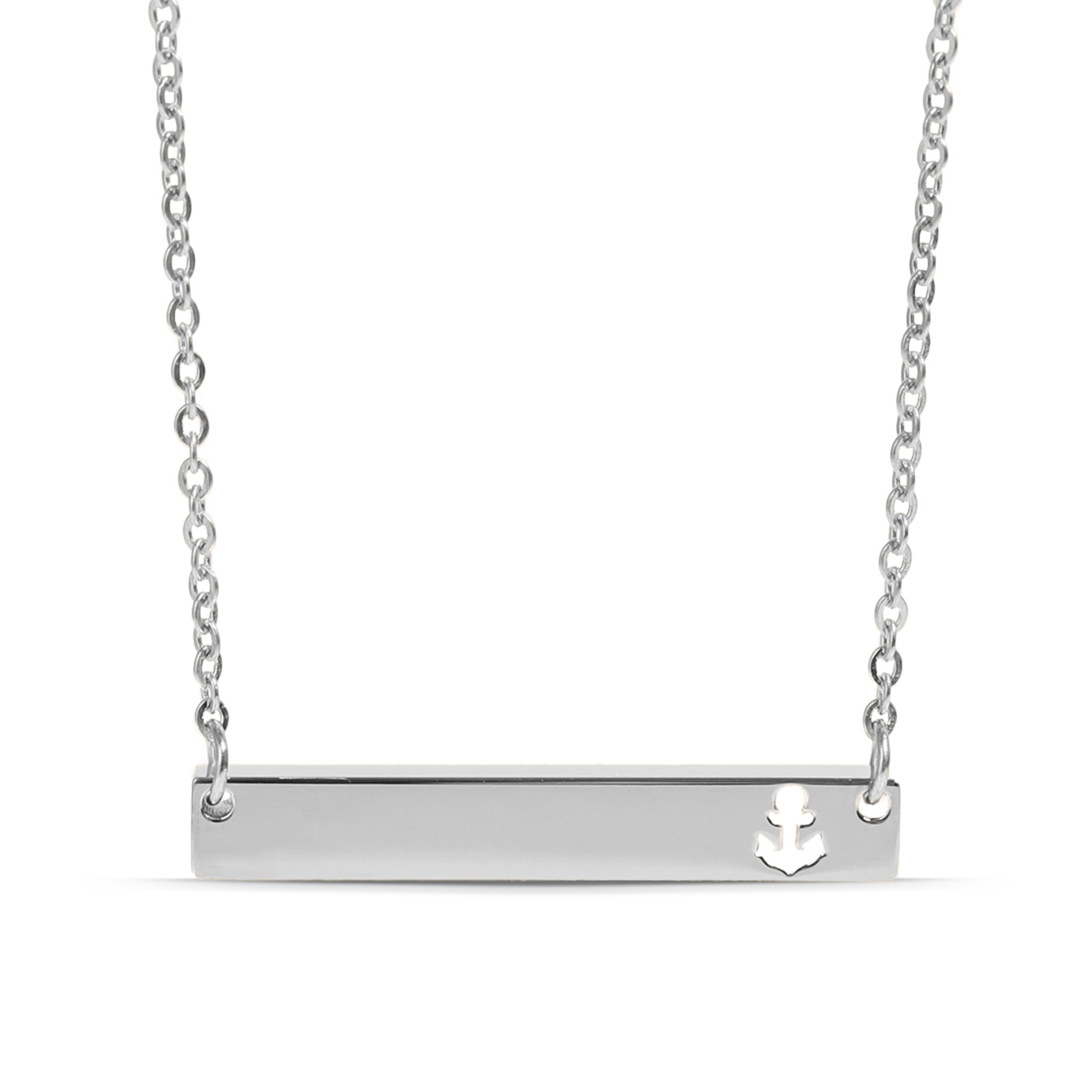 18K Gold PVD Stainless Steel Anchor Cutout Horizontal Blank Bar Necklace