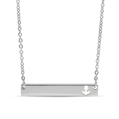 18K Gold PVD Stainless Steel Anchor Cutout Horizontal Blank Bar Necklace
