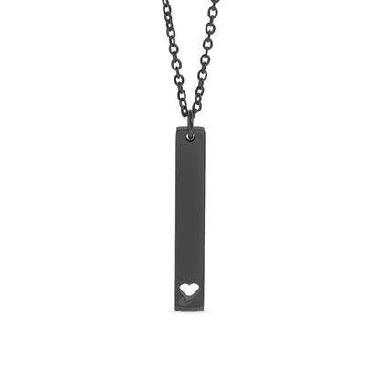 18K Gold PVD Stainless Steel Heart Cutout Vertical Bar Necklace