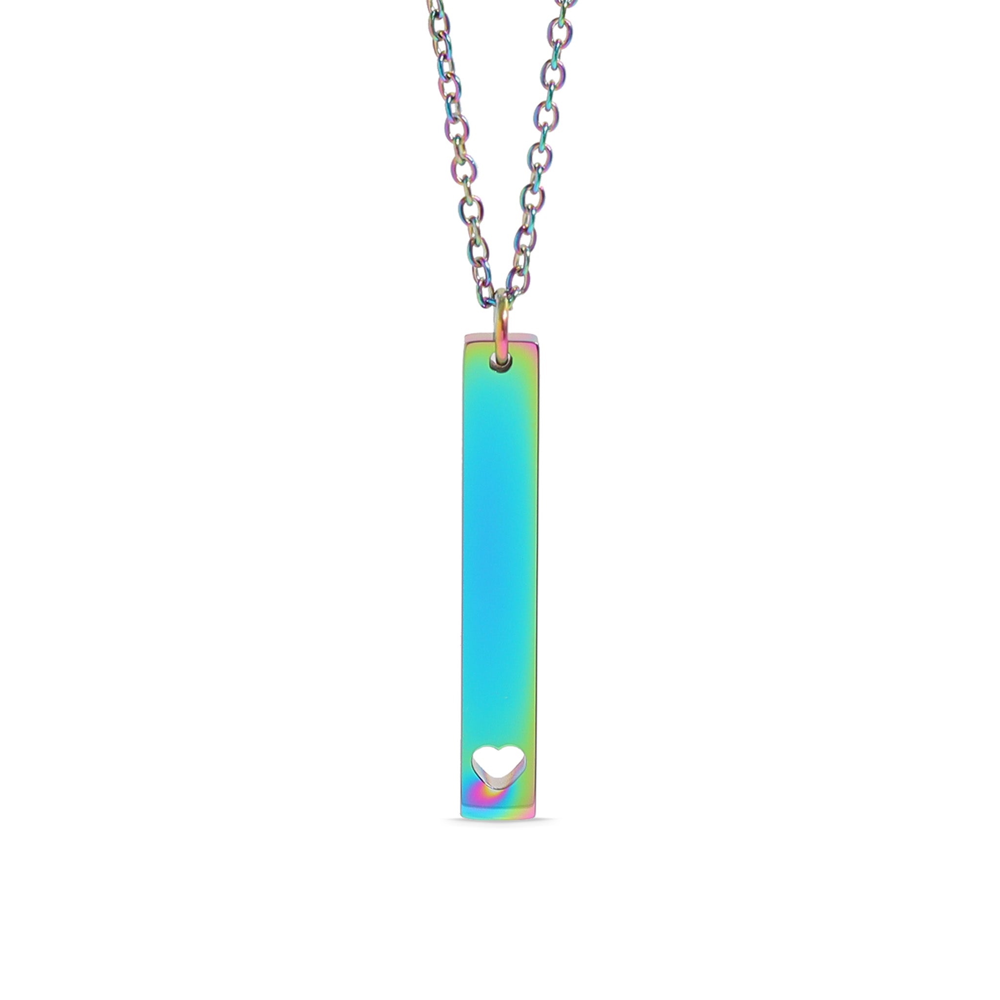 18K Gold PVD Stainless Steel Heart Cutout Vertical Bar Necklace