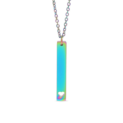 18K Gold PVD Stainless Steel Heart Cutout Vertical Bar Necklace