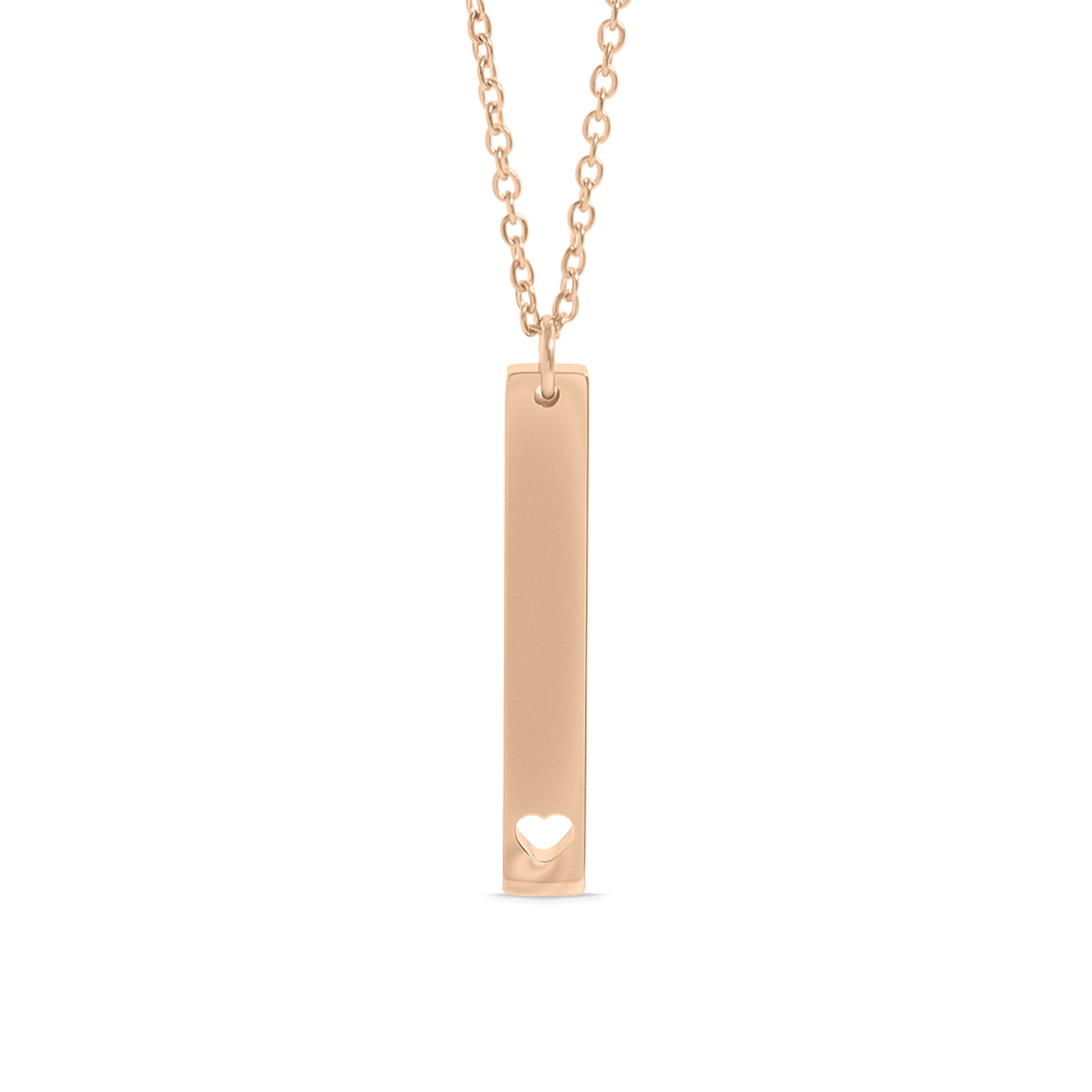 18K Gold PVD Stainless Steel Heart Cutout Vertical Bar Necklace
