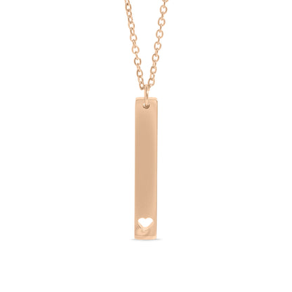 18K Gold PVD Stainless Steel Heart Cutout Vertical Bar Necklace