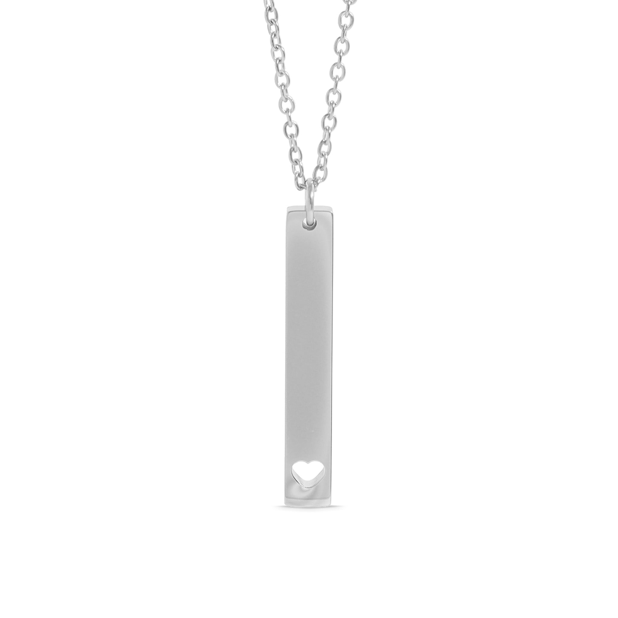 18K Gold PVD Stainless Steel Heart Cutout Vertical Bar Necklace
