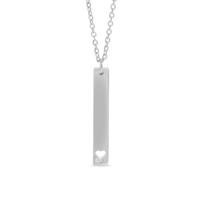 18K Gold PVD Stainless Steel Heart Cutout Vertical Bar Necklace