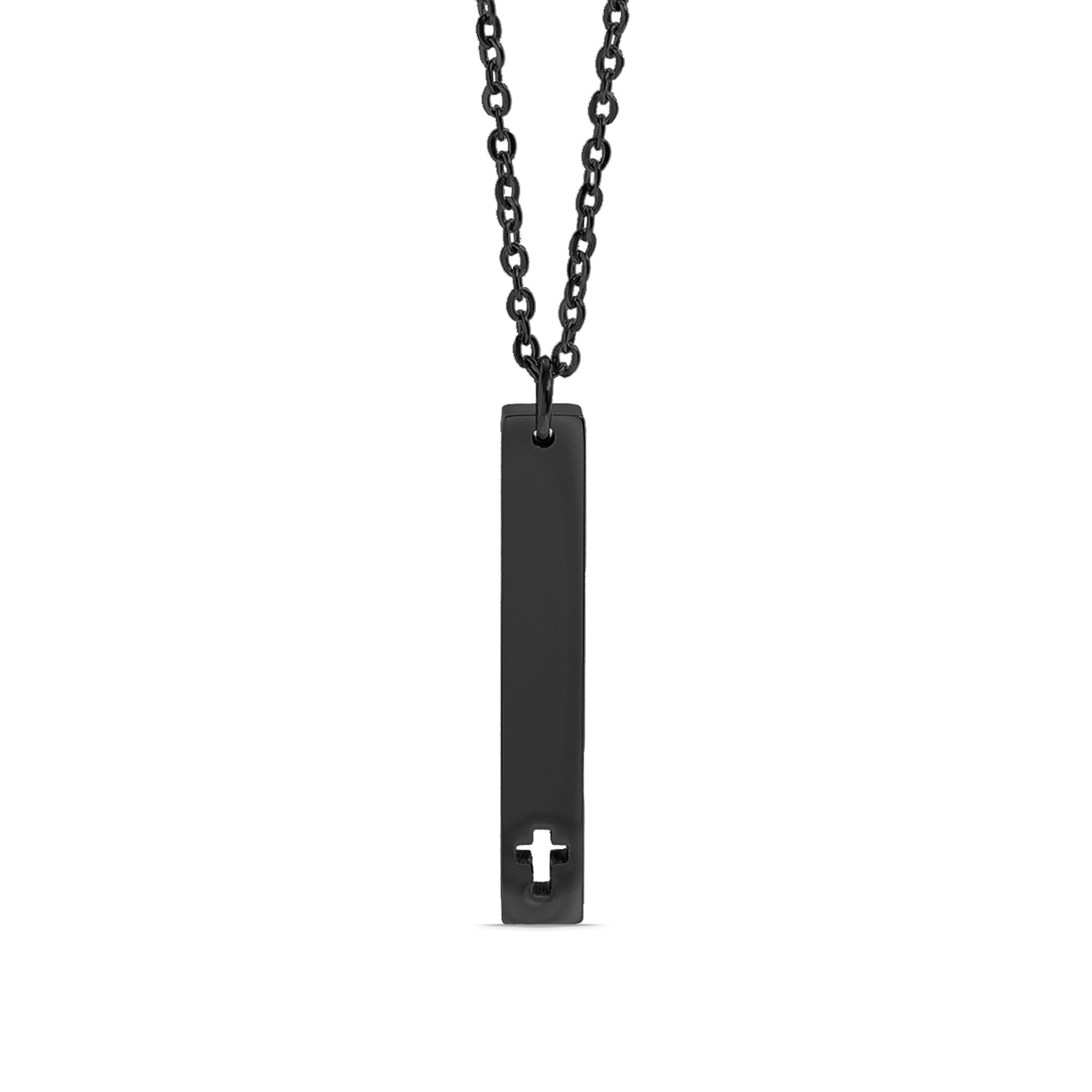 18K Gold PVD Stainless Steel Cross Cutout Vertical Bar Necklace