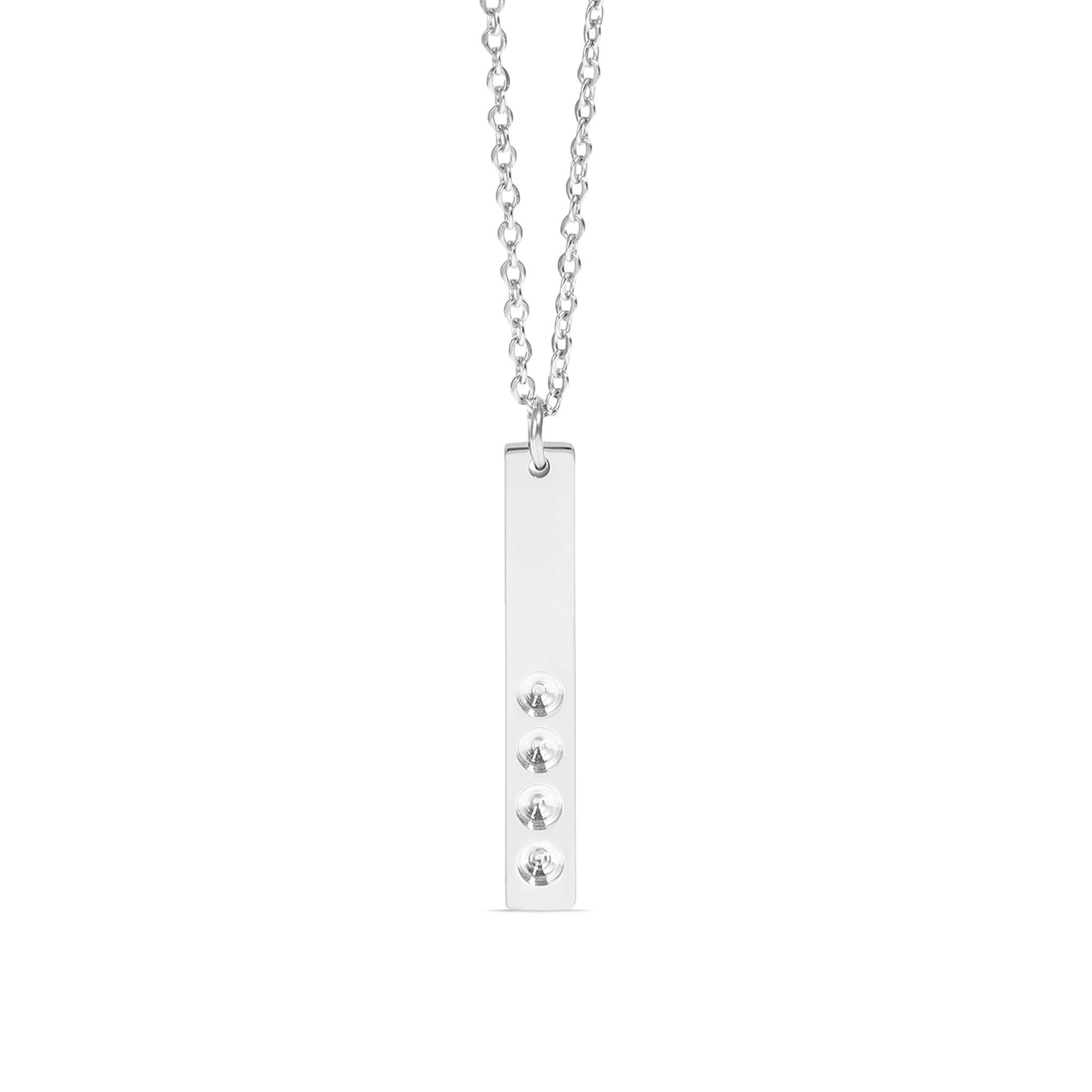 Polished Stainless Steel Vertical Stampable Birthstone Necklace