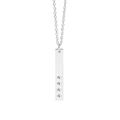Polished Stainless Steel Vertical Stampable Birthstone Necklace