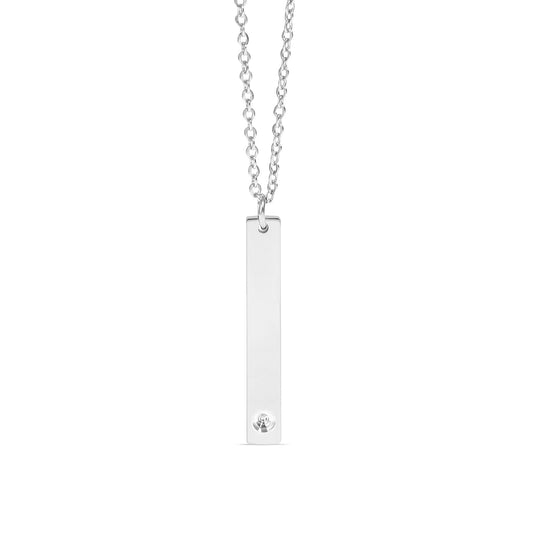 Polished Stainless Steel Vertical Stampable Birthstone Necklace