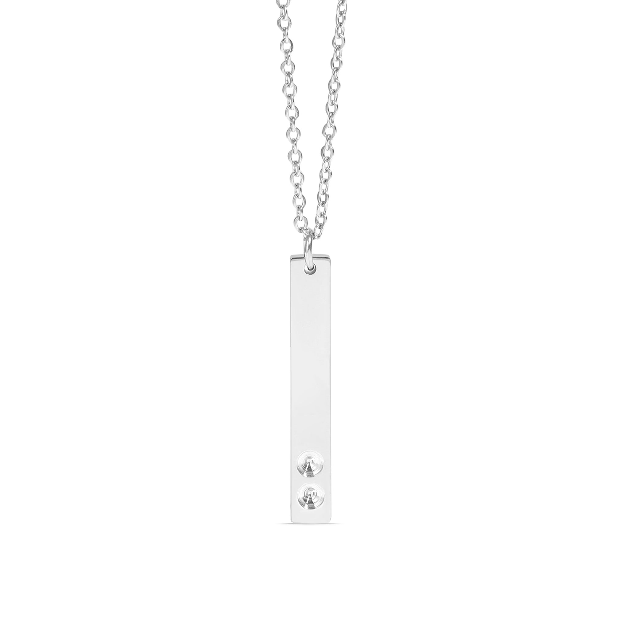 Polished Stainless Steel Vertical Stampable Birthstone Necklace