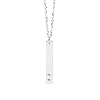 Polished Stainless Steel Vertical Stampable Birthstone Necklace