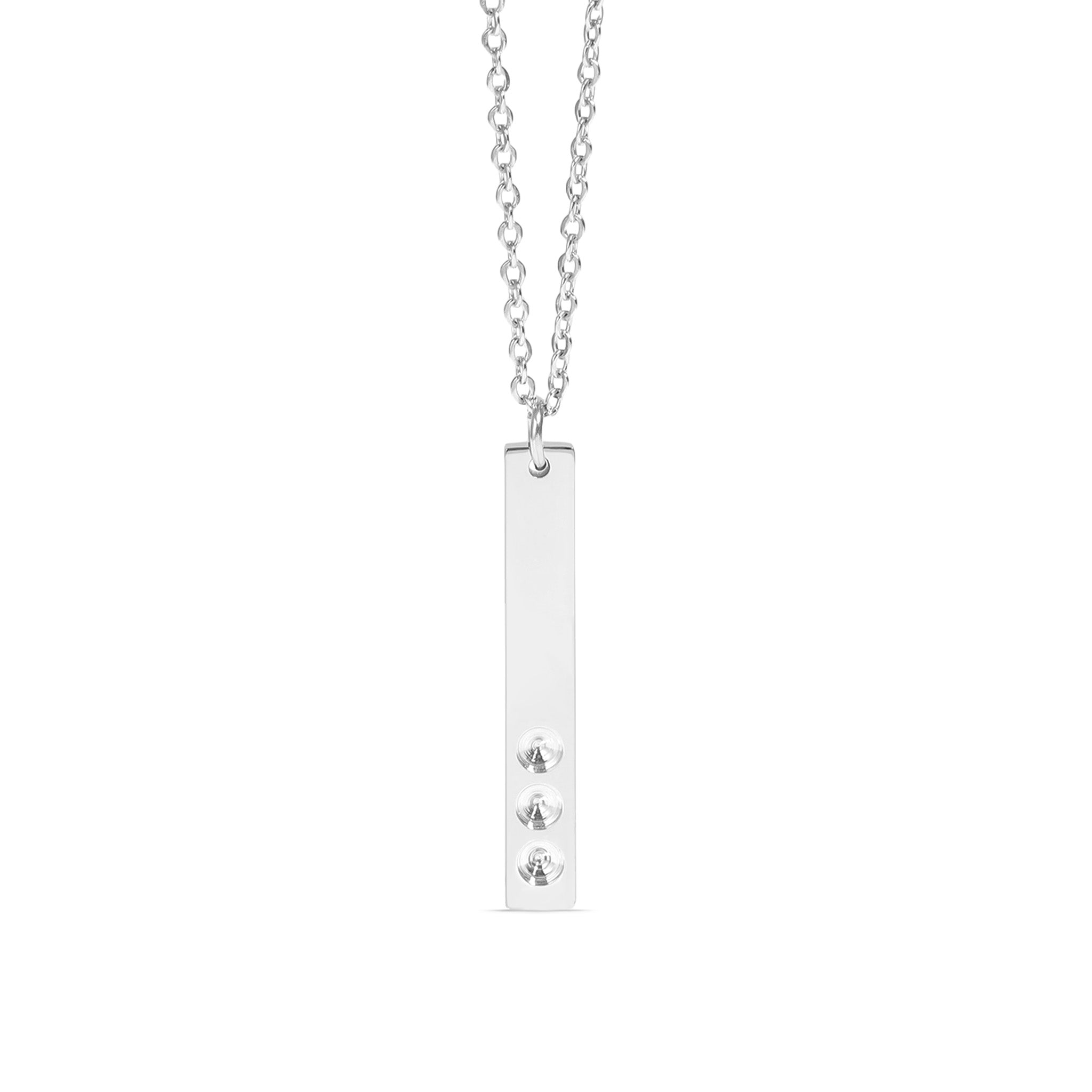 Polished Stainless Steel Vertical Stampable Birthstone Necklace