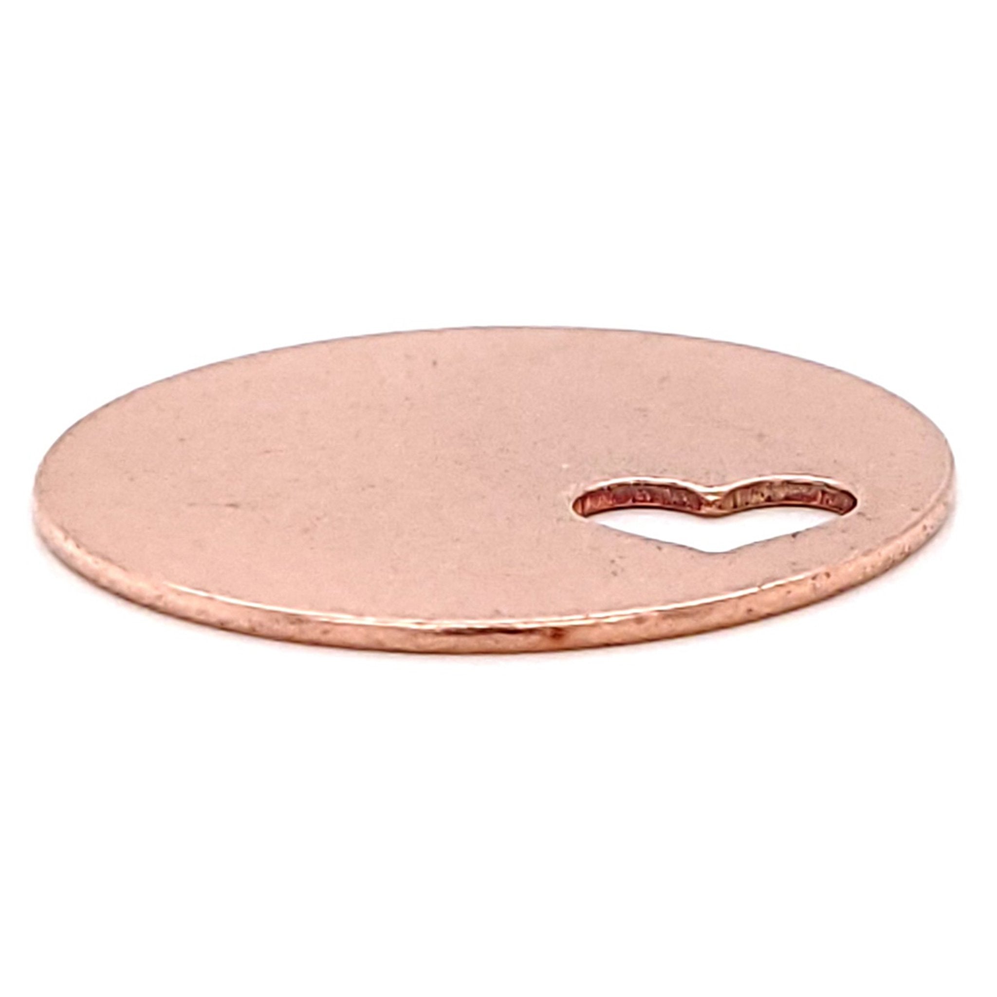 Copper Blank Round Heart Cutout Pendant