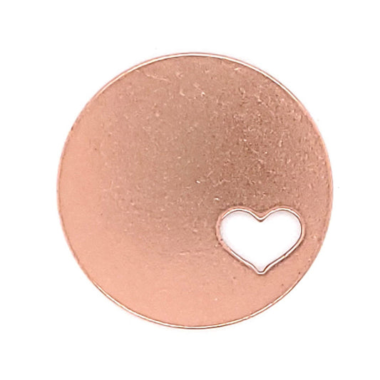 Copper Blank Round Heart Cutout Pendant