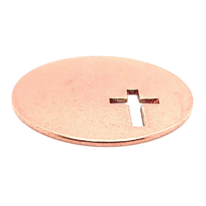 Copper Blank Round Cross Cutout Pendant