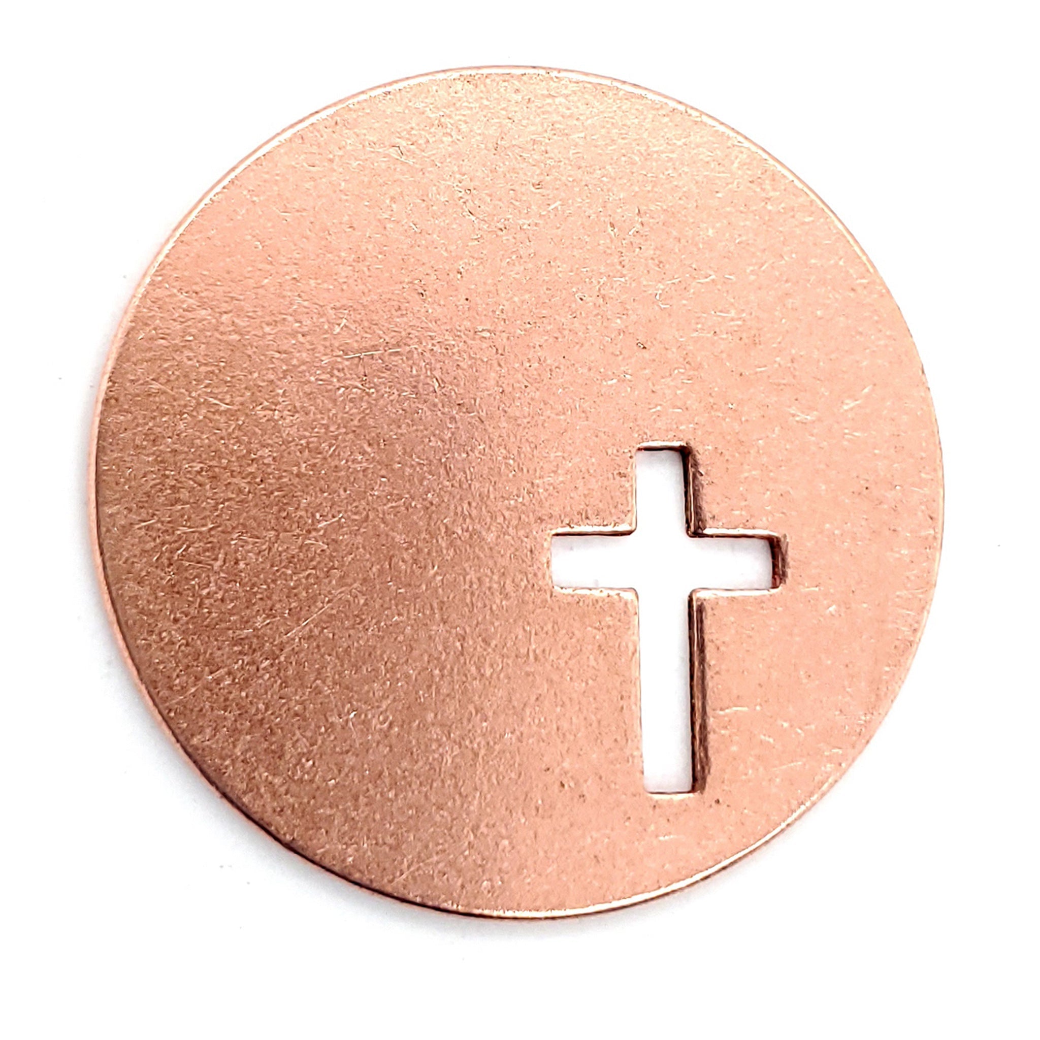 Copper Blank Round Cross Cutout Pendant