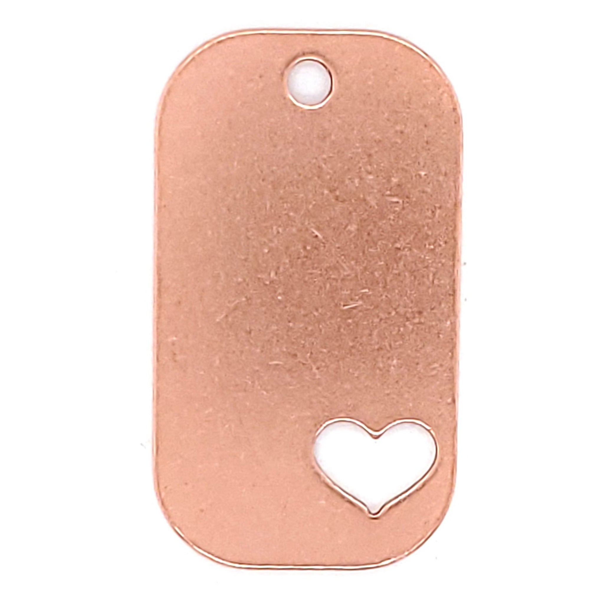 Copper Blank Heart Cutout Dog Tag Pendant