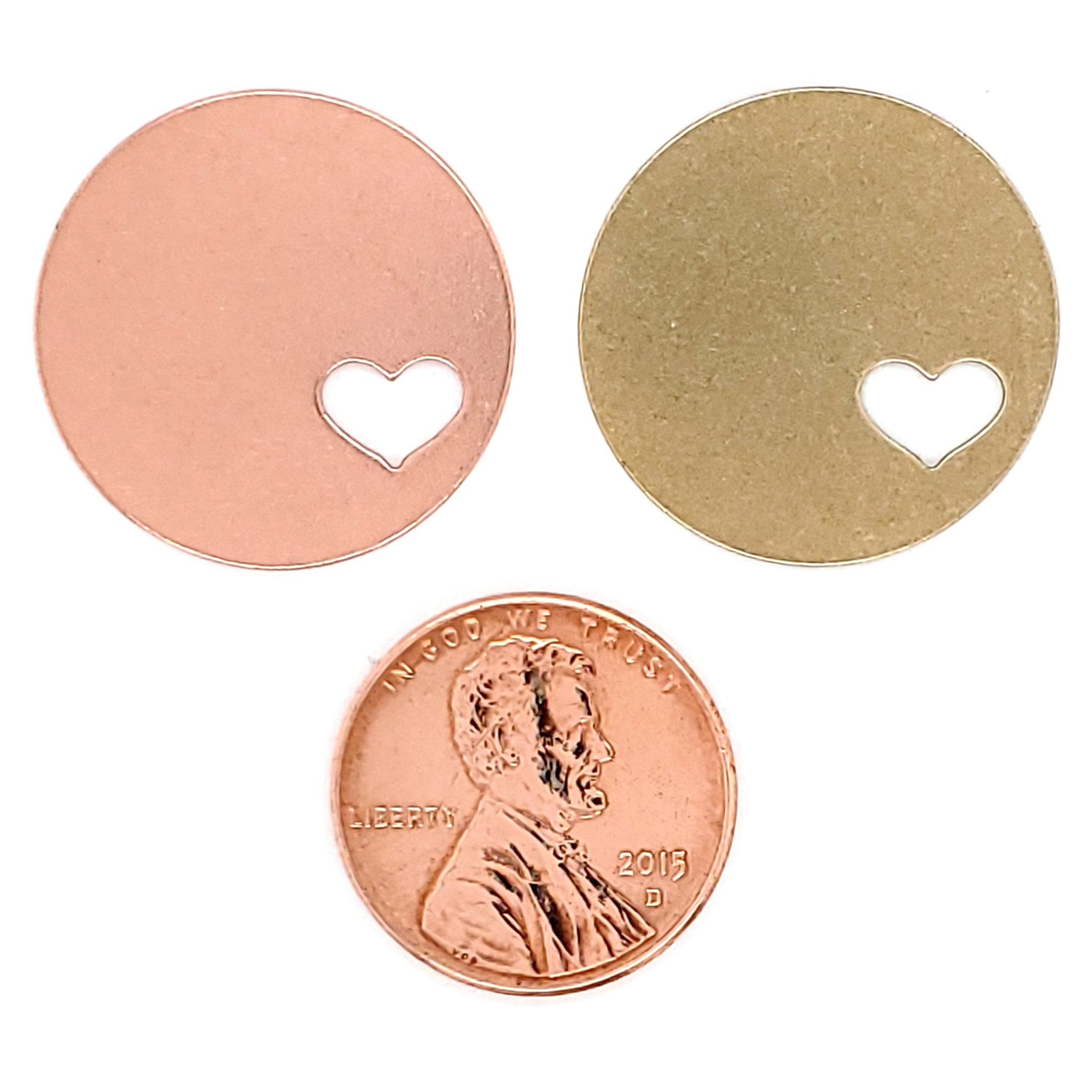 Brass Blank Round Heart Cutout Pendant