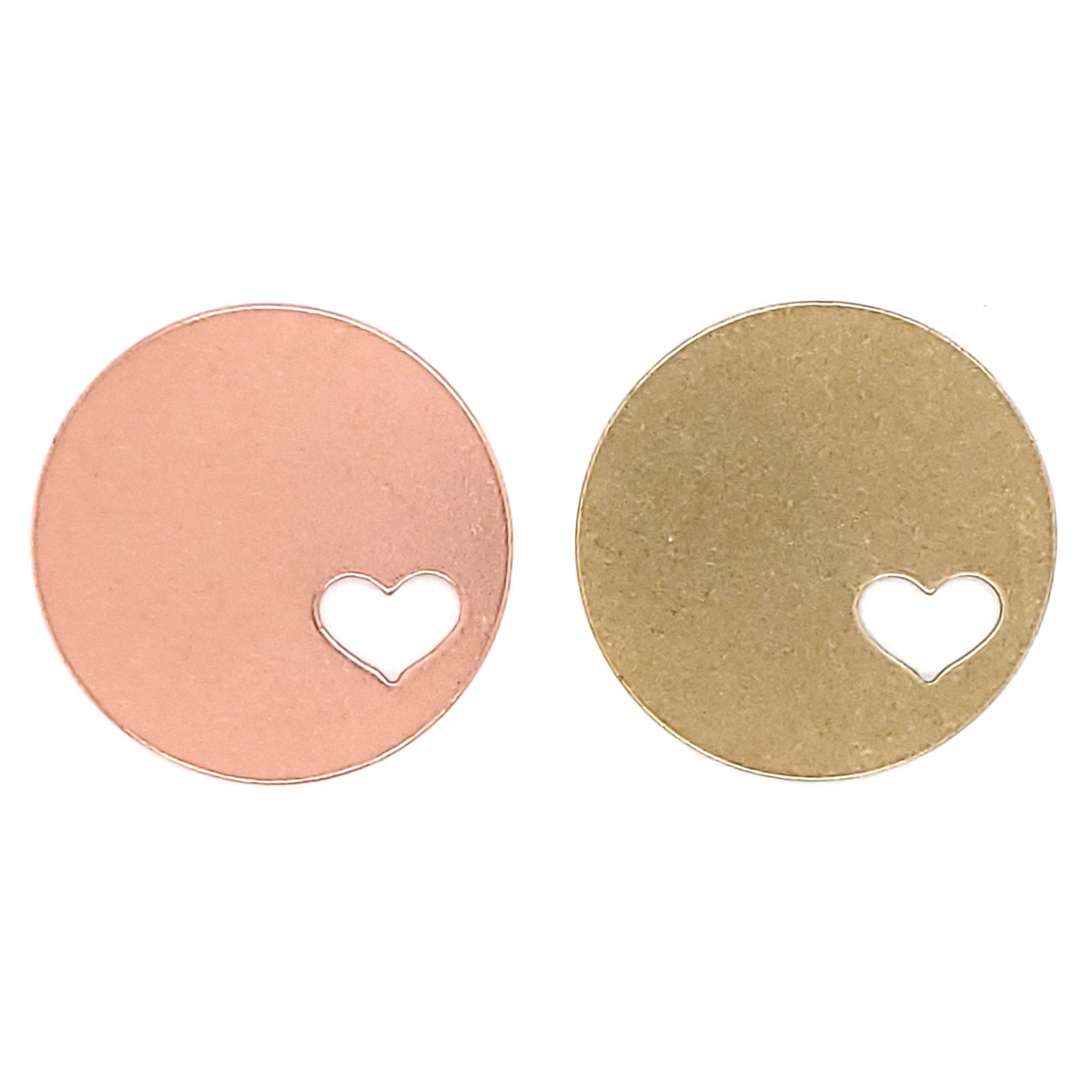 Copper Blank Round Heart Cutout Pendant