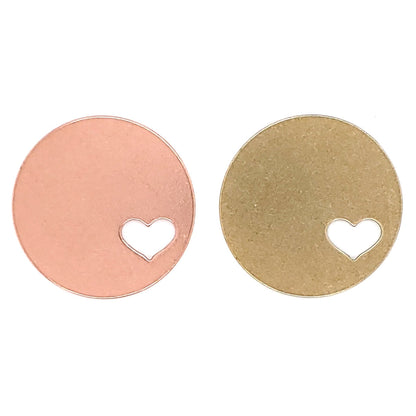 Brass Blank Round Heart Cutout Pendant