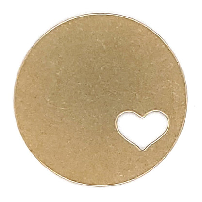Brass Blank Round Heart Cutout Pendant