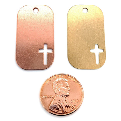 Brass Blank Cross Cutout Dog Tag Pendant