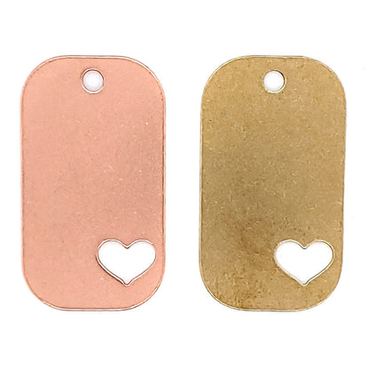 Brass Blank Heart Cutout Dog Tag Pendant