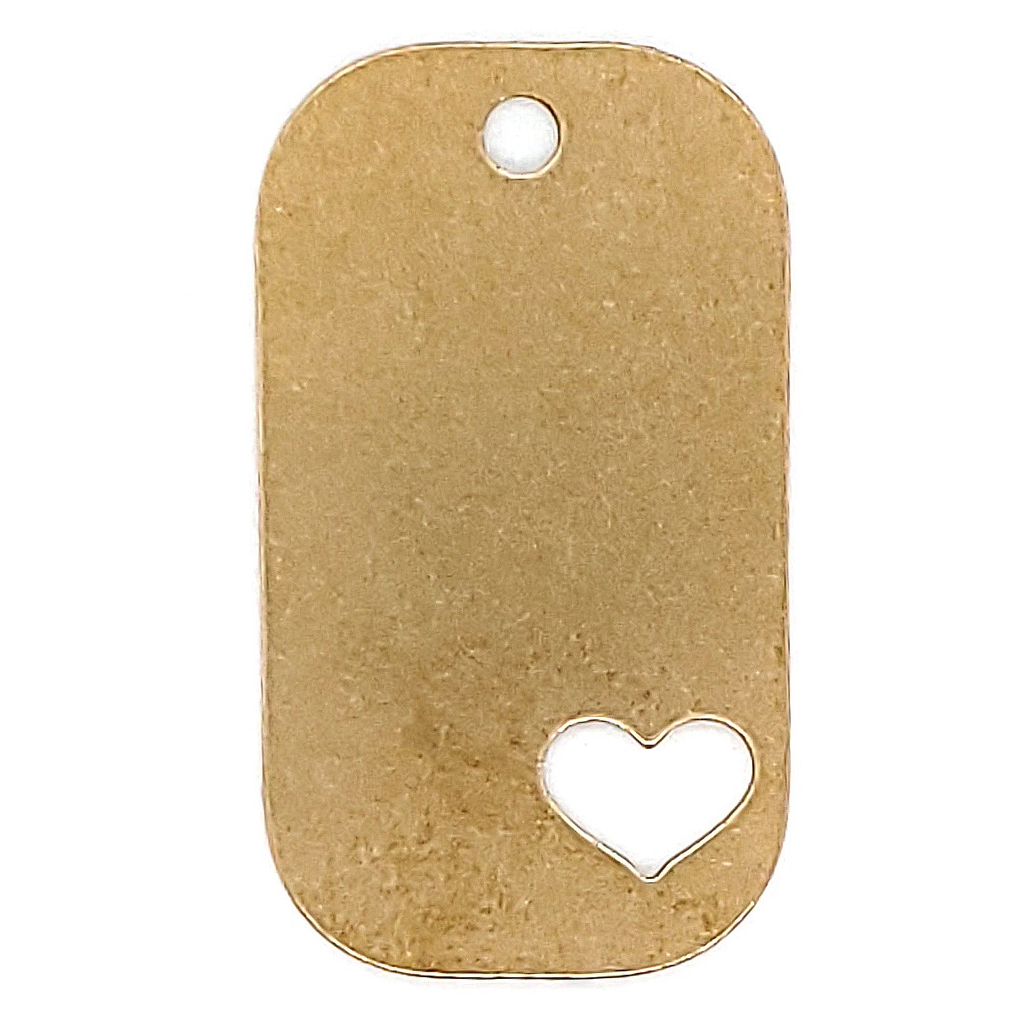 Brass Blank Heart Cutout Dog Tag Pendant