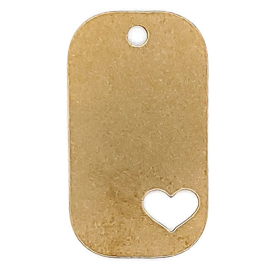 Brass Blank Heart Cutout Dog Tag Pendant