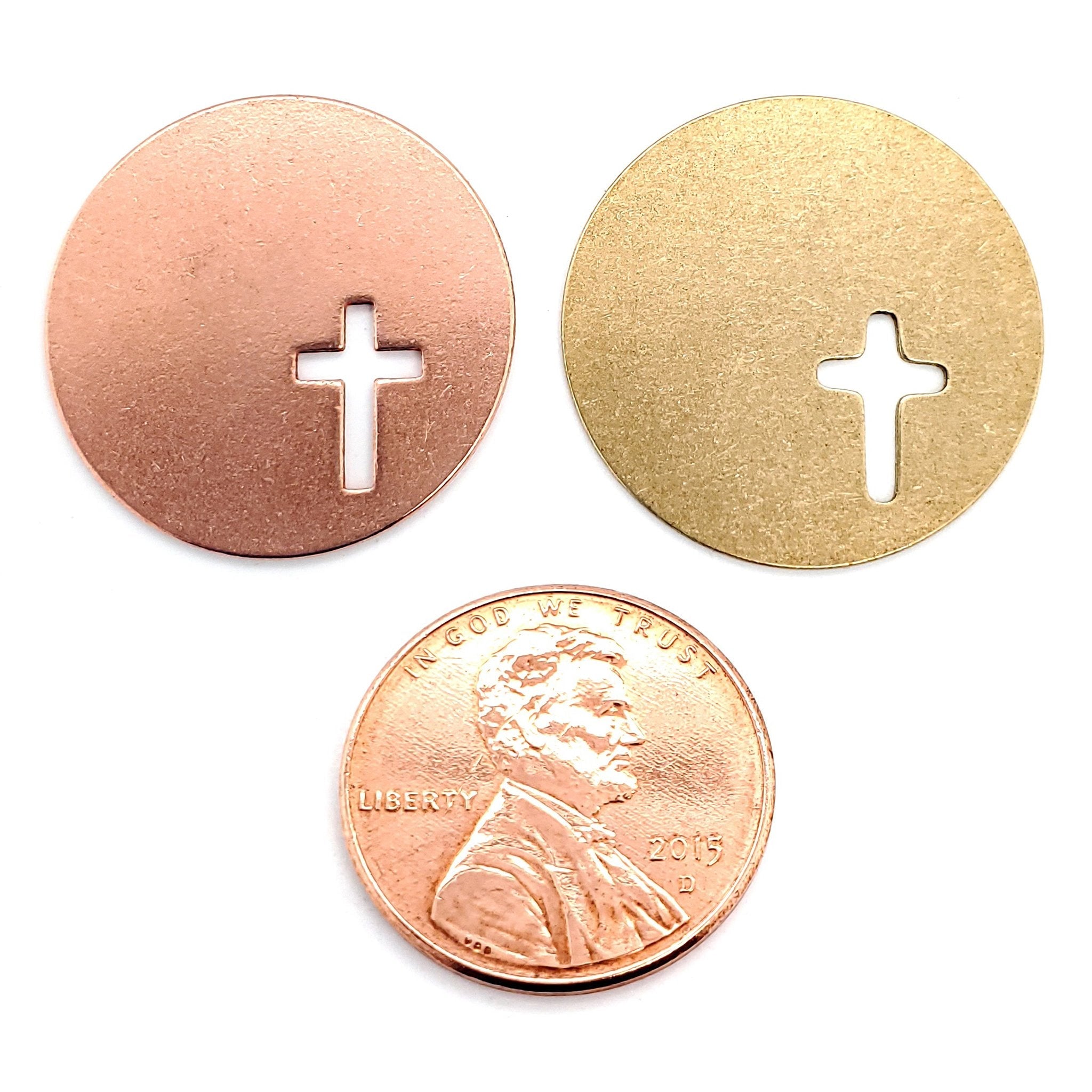 Brass Blank Round Cross Cutout Pendant