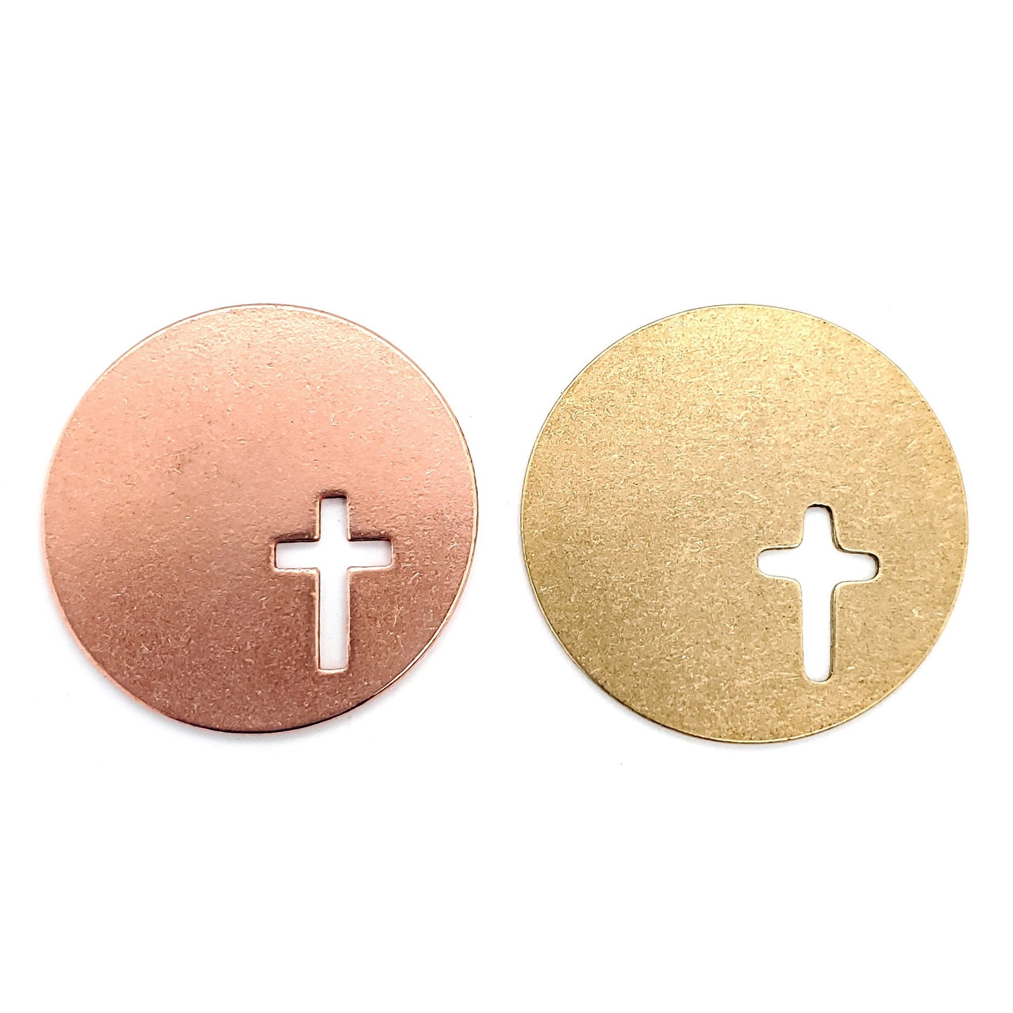 Copper Blank Round Cross Cutout Pendant