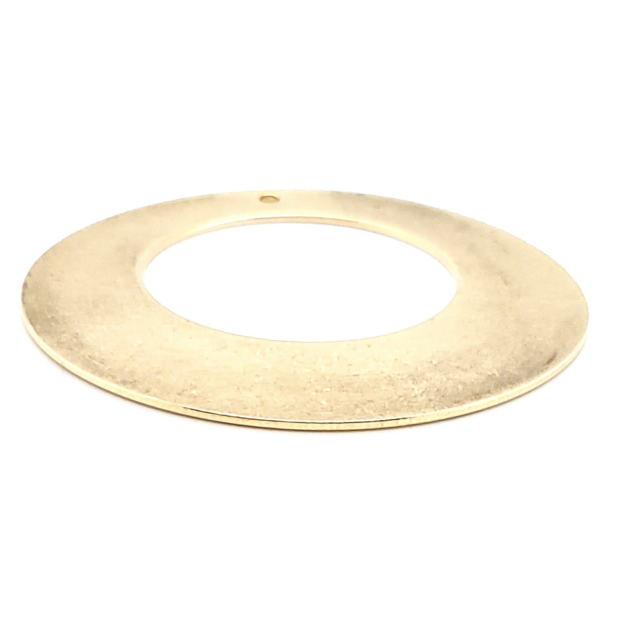 Brass Blank Offset Washer Pendant With Hole