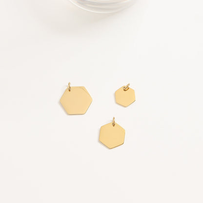 18K Gold PVD Stainless Steel Blank Hexagon Pendant