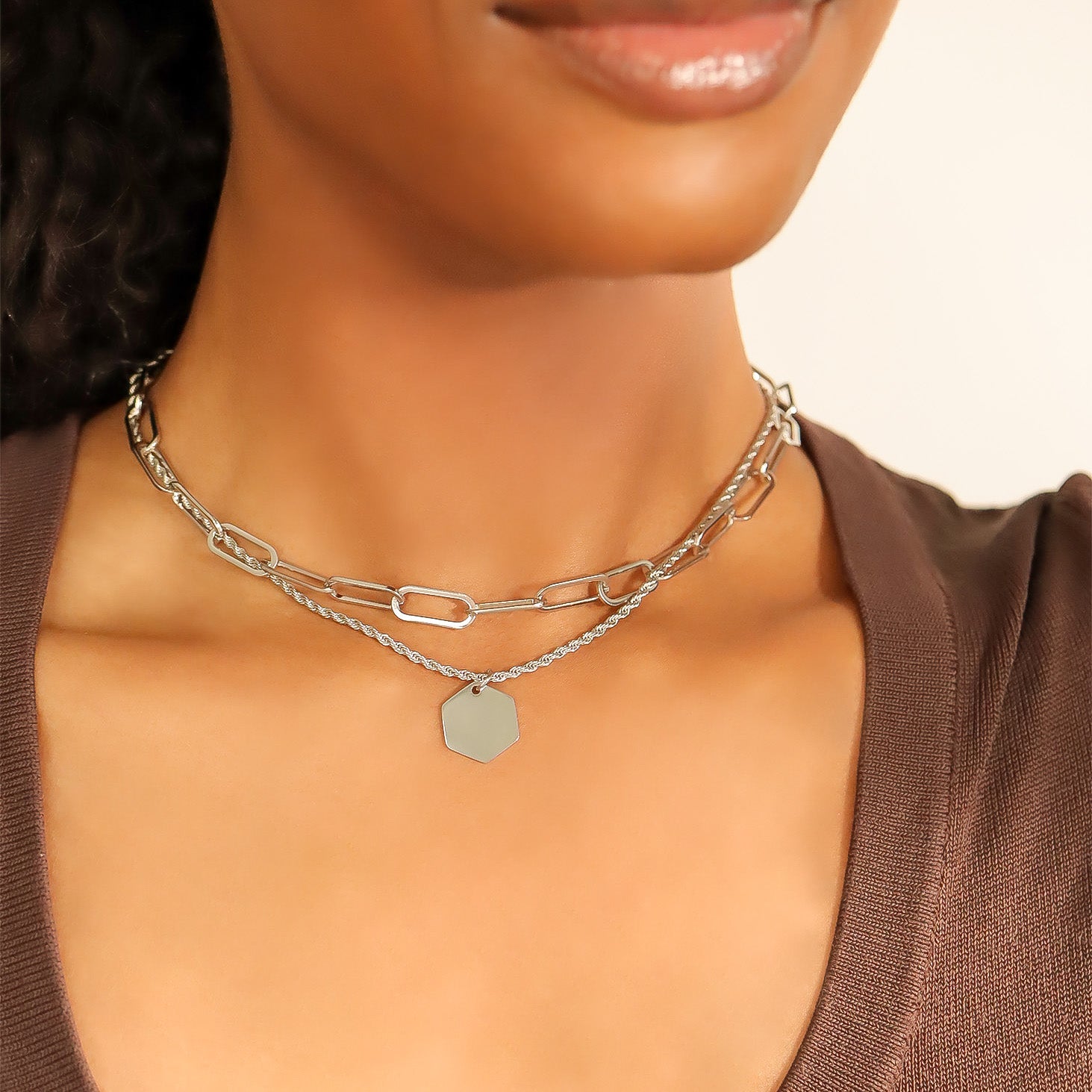 Stainless Steel Blank Hexagon Pendant