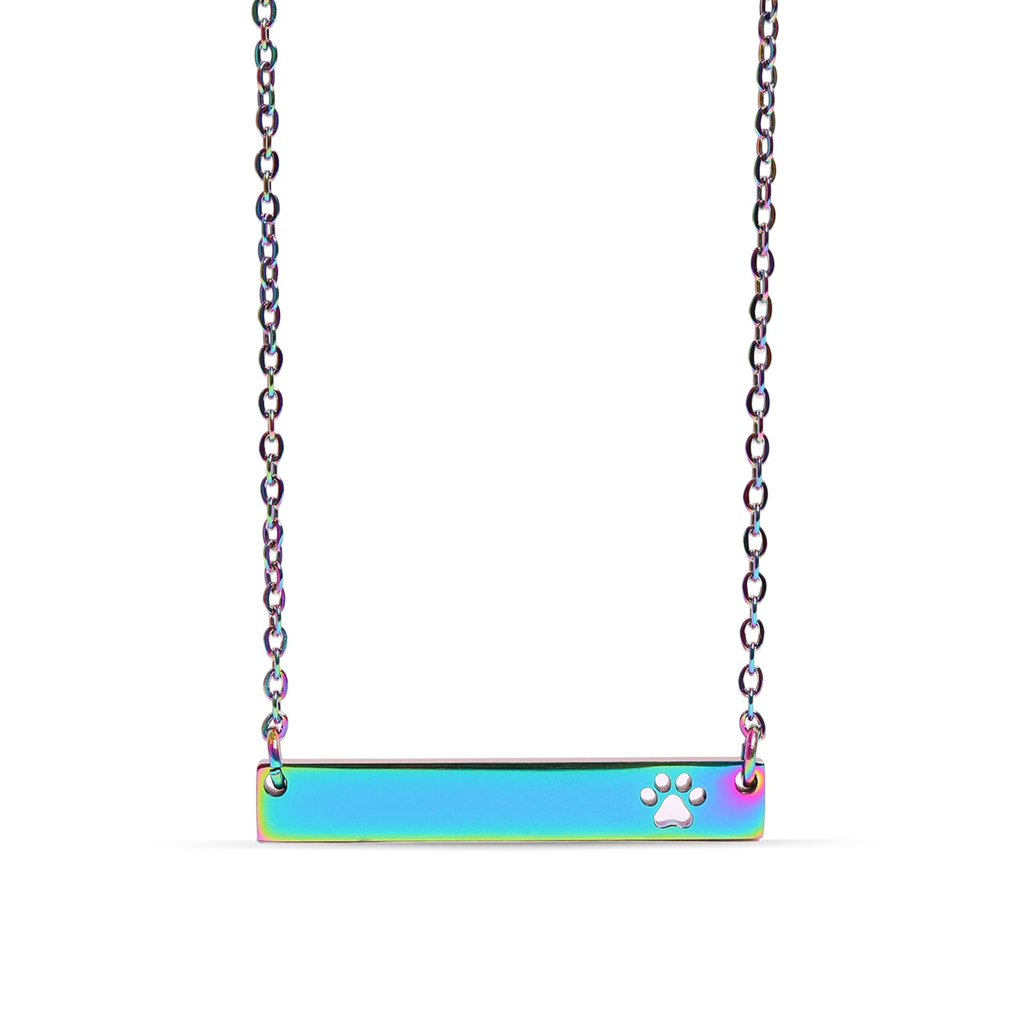 18K Gold PVD Stainless Steel Blank Cutout Paw Print Bar Necklace