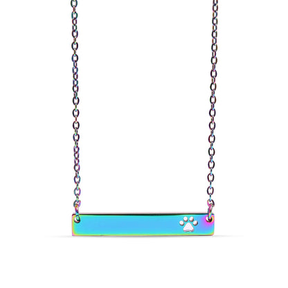18K Gold PVD Stainless Steel Blank Cutout Paw Print Bar Necklace