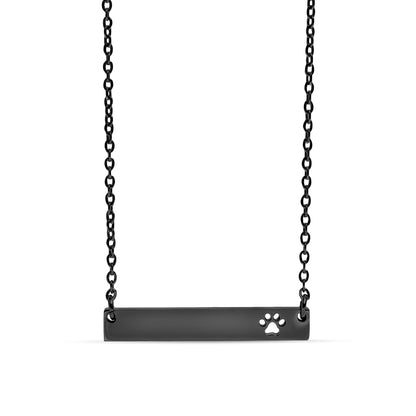 18K Gold PVD Stainless Steel Blank Cutout Paw Print Bar Necklace