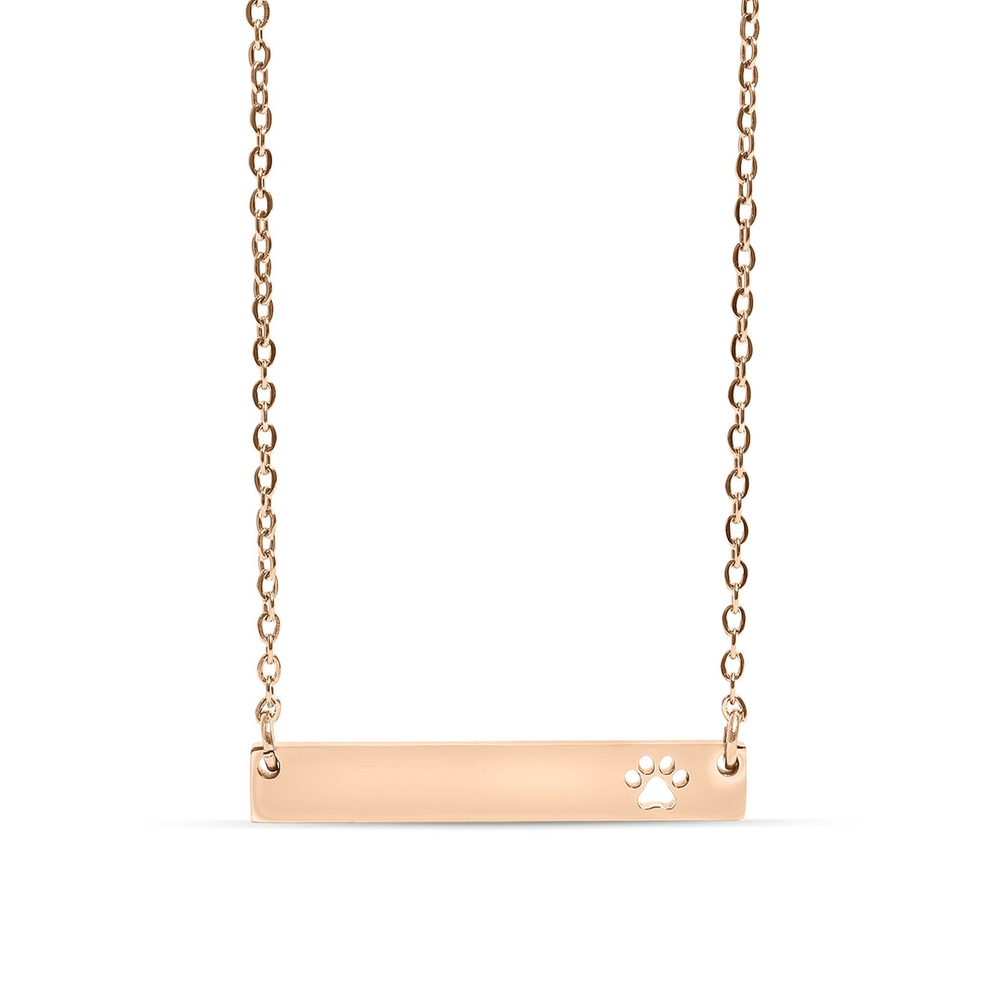 18K Gold PVD Stainless Steel Blank Cutout Paw Print Bar Necklace