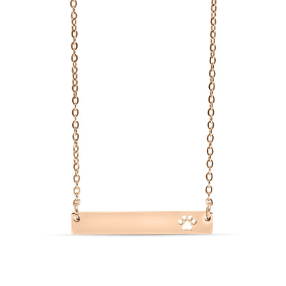 18K Gold PVD Stainless Steel Blank Cutout Paw Print Bar Necklace