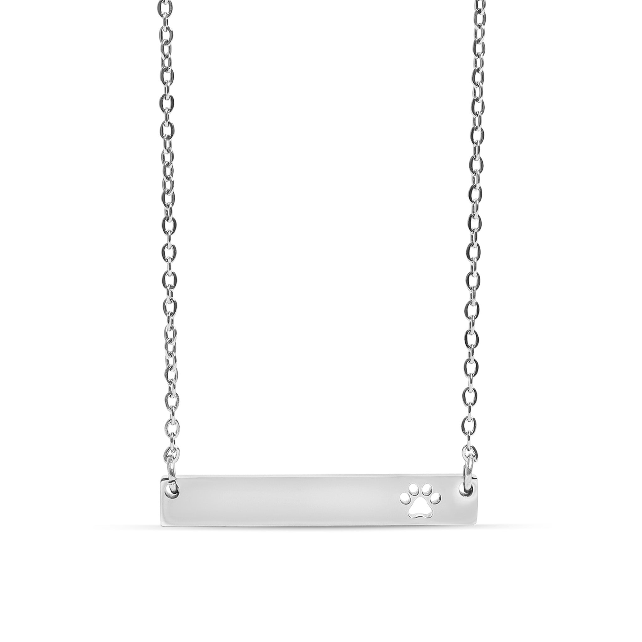 18K Gold PVD Stainless Steel Blank Cutout Paw Print Bar Necklace