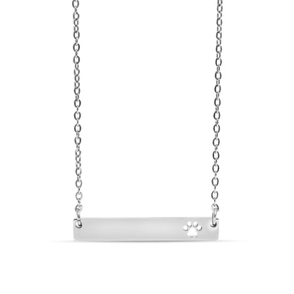 18K Gold PVD Stainless Steel Blank Cutout Paw Print Bar Necklace