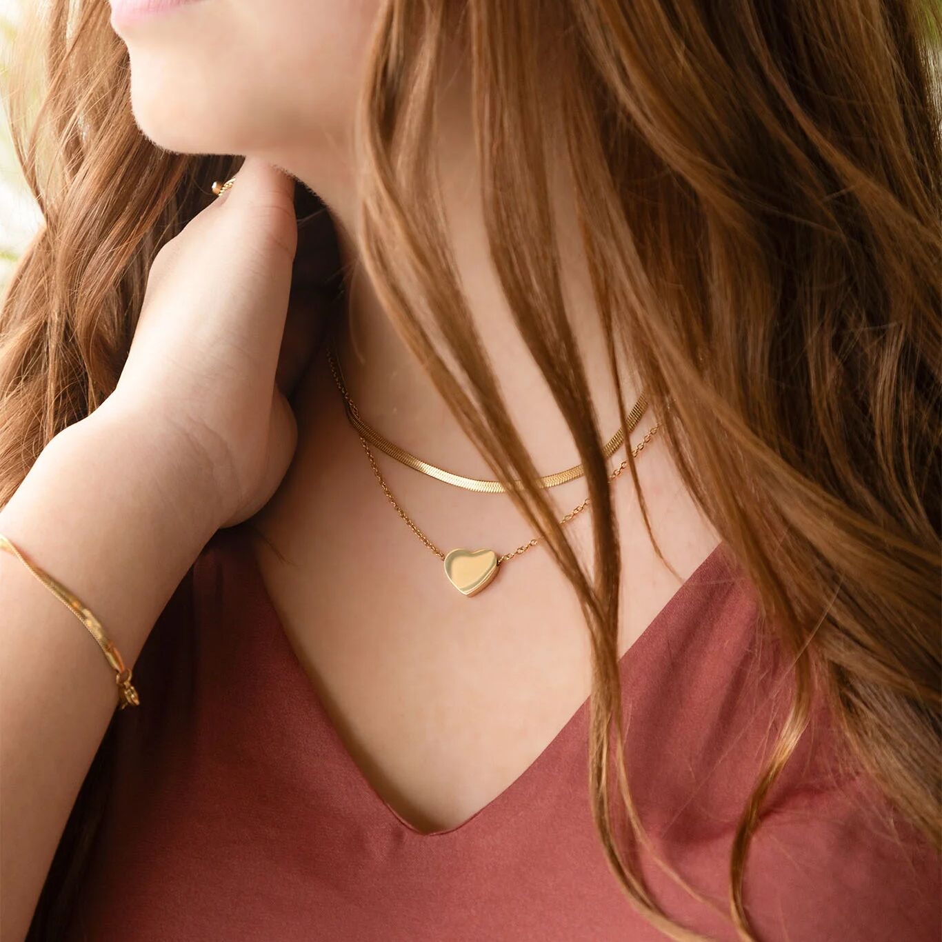14K Gold Filled PLUS Blank Heart Necklace