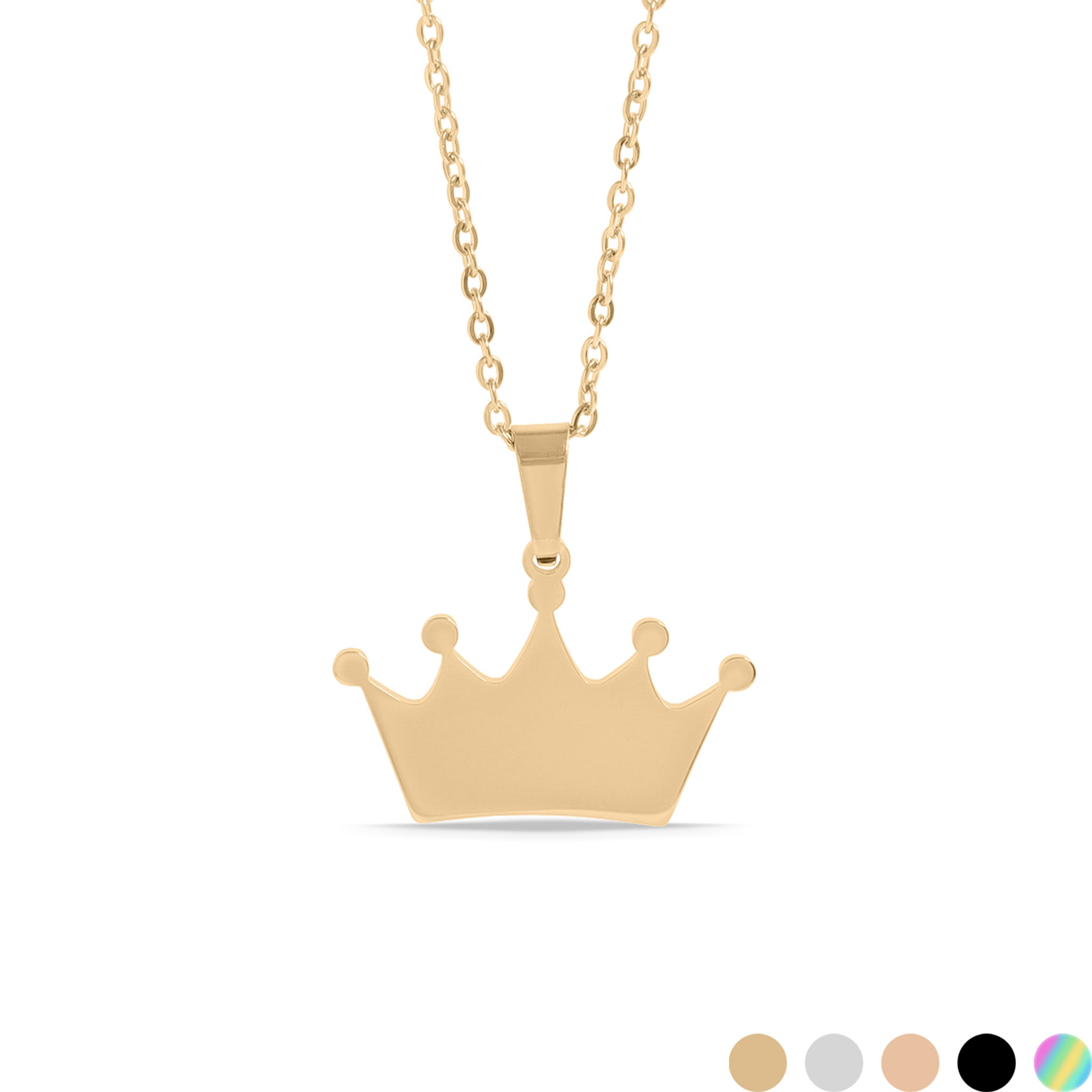 18K Gold PVD Stainless Steel Blank Crown Necklace