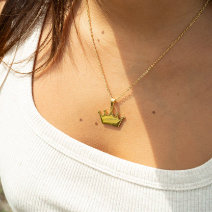 18K Gold PVD Stainless Steel Blank Crown Necklace