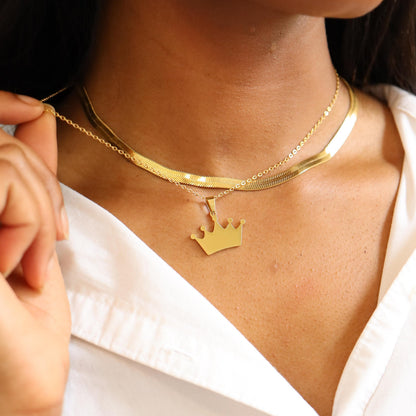 18K Gold PVD Stainless Steel Blank Crown Necklace