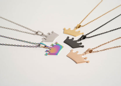 18K Gold PVD Stainless Steel Blank Crown Necklace